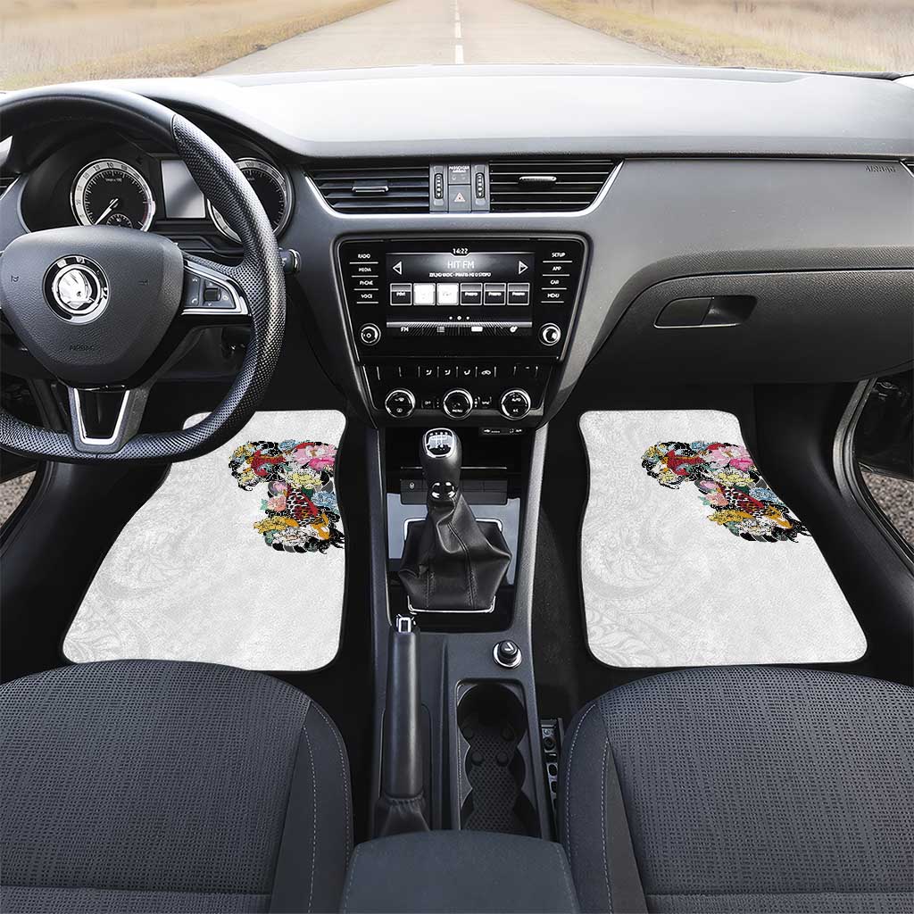 Hawaiian and Japanese Together Car Mats Colorful Traditional Japanese Tattoo and Kakau Pattern White Color LT03 Set 2pcs - Front White - Polynesian Pride