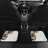 Hawaiian and Japanese Together Car Mats Colorful Traditional Japanese Tattoo and Kakau Pattern White Color LT03 Set 2pcs - Back White - Polynesian Pride