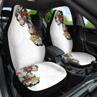Hawaiian and Japanese Together Car Seat Cover Colorful Traditional Japanese Tattoo and Kakau Pattern White Color LT03 One Size White - Polynesian Pride
