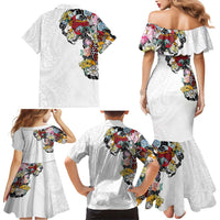 Hawaiian and Japanese Together Family Matching Mermaid Dress and Hawaiian Shirt Colorful Traditional Japanese Tattoo and Kakau Pattern White Color LT03 - Polynesian Pride