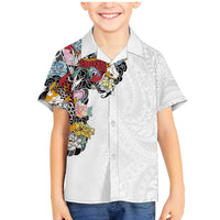 Hawaiian and Japanese Together Family Matching Mermaid Dress and Hawaiian Shirt Colorful Traditional Japanese Tattoo and Kakau Pattern White Color LT03 Son's Shirt White - Polynesian Pride