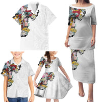 Hawaiian and Japanese Together Family Matching Puletasi and Hawaiian Shirt Colorful Traditional Japanese Tattoo and Kakau Pattern White Color LT03 - Polynesian Pride