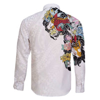 Hawaiian and Japanese Together Family Matching Puletasi and Hawaiian Shirt Colorful Traditional Japanese Tattoo and Kakau Pattern White Color LT03 - Polynesian Pride