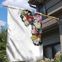 Hawaiian and Japanese Together Garden Flag Colorful Traditional Japanese Tattoo and Kakau Pattern White Color LT03 - Polynesian Pride