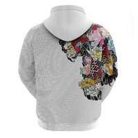Hawaiian and Japanese Together Hoodie Colorful Traditional Japanese Tattoo and Kakau Pattern White Color LT03 - Polynesian Pride