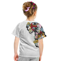 Hawaiian and Japanese Together Kid T Shirt Colorful Traditional Japanese Tattoo and Kakau Pattern White Color LT03 - Polynesian Pride