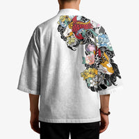Hawaiian and Japanese Together Kimono Colorful Traditional Japanese Tattoo and Kakau Pattern White Color LT03 - Polynesian Pride