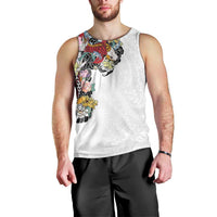 Hawaiian and Japanese Together Men Tank Top Colorful Traditional Japanese Tattoo and Kakau Pattern White Color LT03 - Polynesian Pride
