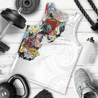 Hawaiian and Japanese Together Men Tank Top Colorful Traditional Japanese Tattoo and Kakau Pattern White Color LT03 - Polynesian Pride