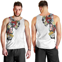 Hawaiian and Japanese Together Men Tank Top Colorful Traditional Japanese Tattoo and Kakau Pattern White Color LT03 - Polynesian Pride
