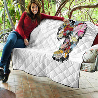 Hawaiian and Japanese Together Quilt Colorful Traditional Japanese Tattoo and Kakau Pattern White Color LT03 - Polynesian Pride