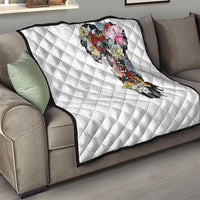 Hawaiian and Japanese Together Quilt Colorful Traditional Japanese Tattoo and Kakau Pattern White Color LT03 - Polynesian Pride