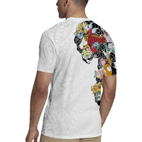 Hawaiian and Japanese Together Rugby Jersey Colorful Traditional Japanese Tattoo and Kakau Pattern White Color LT03 - Polynesian Pride