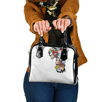 Hawaiian and Japanese Together Shoulder Handbag Colorful Traditional Japanese Tattoo and Kakau Pattern White Color LT03 One Size White - Polynesian Pride