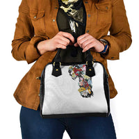 Hawaiian and Japanese Together Shoulder Handbag Colorful Traditional Japanese Tattoo and Kakau Pattern White Color LT03 - Polynesian Pride