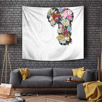 Hawaiian and Japanese Together Tapestry Colorful Traditional Japanese Tattoo and Kakau Pattern White Color LT03 - Polynesian Pride
