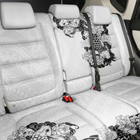 Hawaiian and Japanese Together Back Car Seat Cover Japanese Koi Fish Tattoo and Kakau Pattern White Color LT03 - Polynesian Pride