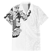 Hawaiian and Japanese Together Family Matching Mermaid Dress and Hawaiian Shirt Japanese Koi Fish Tattoo and Kakau Pattern White Color LT03 Dad's Shirt - Short Sleeve White - Polynesian Pride