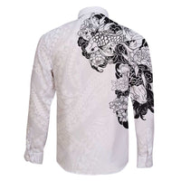 Hawaiian and Japanese Together Family Matching Mermaid Dress and Hawaiian Shirt Japanese Koi Fish Tattoo and Kakau Pattern White Color LT03 - Polynesian Pride