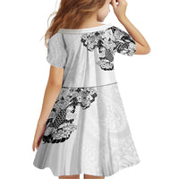 Hawaiian and Japanese Together Family Matching Off Shoulder Maxi Dress and Hawaiian Shirt Japanese Koi Fish Tattoo and Kakau Pattern White Color LT03 - Polynesian Pride