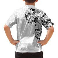 Hawaiian and Japanese Together Kid Hawaiian Shirt Japanese Koi Fish Tattoo and Kakau Pattern White Color LT03 - Polynesian Pride