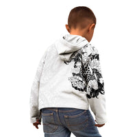 Hawaiian and Japanese Together Kid Hoodie Japanese Koi Fish Tattoo and Kakau Pattern White Color LT03 - Polynesian Pride