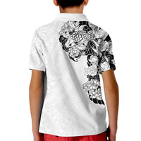 Hawaiian and Japanese Together Kid Polo Shirt Japanese Koi Fish Tattoo and Kakau Pattern White Color LT03 - Polynesian Pride