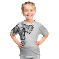 Hawaiian and Japanese Together Kid T Shirt Japanese Koi Fish Tattoo and Kakau Pattern White Color LT03 White - Polynesian Pride