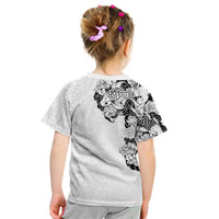 Hawaiian and Japanese Together Kid T Shirt Japanese Koi Fish Tattoo and Kakau Pattern White Color LT03 - Polynesian Pride