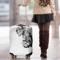 Hawaiian and Japanese Together Luggage Cover Japanese Koi Fish Tattoo and Kakau Pattern White Color LT03 - Polynesian Pride