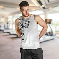 Hawaiian and Japanese Together Men Tank Top Japanese Koi Fish Tattoo and Kakau Pattern White Color LT03 White - Polynesian Pride