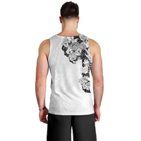 Hawaiian and Japanese Together Men Tank Top Japanese Koi Fish Tattoo and Kakau Pattern White Color LT03 - Polynesian Pride