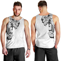 Hawaiian and Japanese Together Men Tank Top Japanese Koi Fish Tattoo and Kakau Pattern White Color LT03 - Polynesian Pride