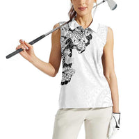 Hawaiian and Japanese Together Women Sleeveless Polo Shirt Japanese Koi Fish Tattoo and Kakau Pattern White Color LT03 - Polynesian Pride
