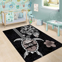 Hawaiian and Japanese Together Area Rug Japanese Culture and Turtle Kakau Tattoo Black Color LT03 - Polynesian Pride