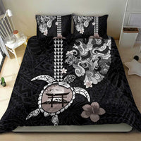 Hawaiian and Japanese Together Bedding Set Japanese Culture and Turtle Kakau Tattoo Black Color LT03 - Polynesian Pride