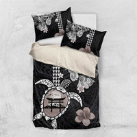 Hawaiian and Japanese Together Bedding Set Japanese Culture and Turtle Kakau Tattoo Black Color LT03 US Twin 172cm x 218cm Black - Polynesian Pride