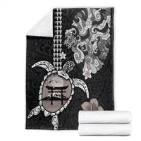 Hawaiian and Japanese Together Blanket Japanese Culture and Turtle Kakau Tattoo Black Color LT03 - Polynesian Pride
