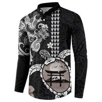 Hawaiian and Japanese Together Button Sweatshirt Japanese Culture and Turtle Kakau Tattoo Black Color LT03 - Polynesian Pride