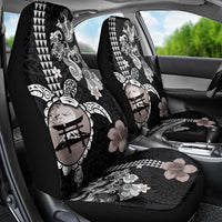 Hawaiian and Japanese Together Car Seat Cover Japanese Culture and Turtle Kakau Tattoo Black Color LT03 - Polynesian Pride