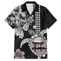 Hawaiian and Japanese Together Family Matching Tank Maxi Dress and Hawaiian Shirt Japanese Culture and Turtle Kakau Tattoo Black Color