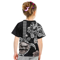 Hawaiian and Japanese Together Kid T Shirt Japanese Culture and Turtle Kakau Tattoo Black Color LT03 - Polynesian Pride