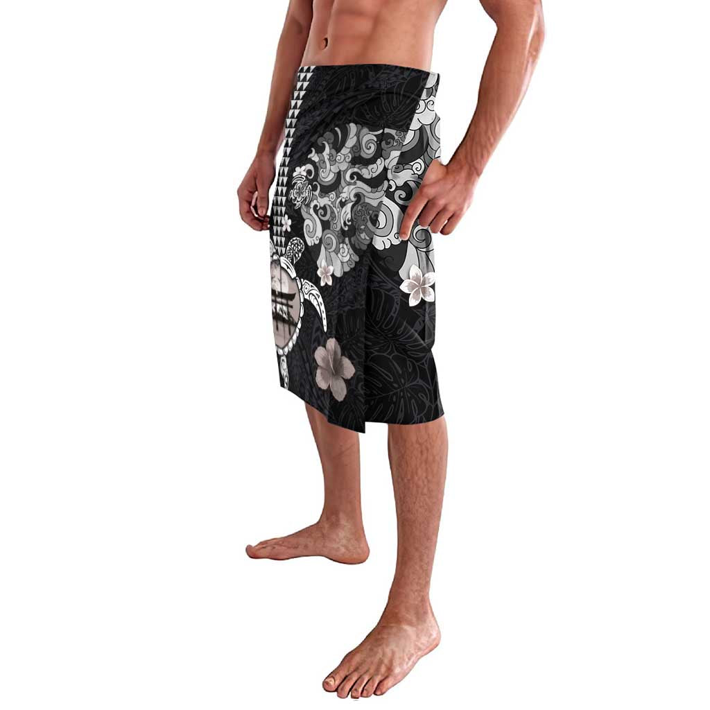 Hawaiian and Japanese Together Lavalava Japanese Culture and Turtle Kakau Tattoo Black Color LT03 - Polynesian Pride