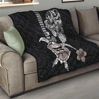 Hawaiian and Japanese Together Quilt Japanese Culture and Turtle Kakau Tattoo Black Color LT03 - Polynesian Pride