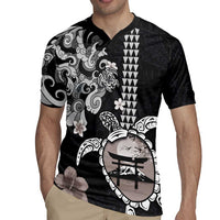 Hawaiian and Japanese Together Rugby Jersey Japanese Culture and Turtle Kakau Tattoo Black Color LT03 - Polynesian Pride