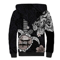 Hawaiian and Japanese Together Sherpa Hoodie Japanese Culture and Turtle Kakau Tattoo Black Color LT03 - Polynesian Pride
