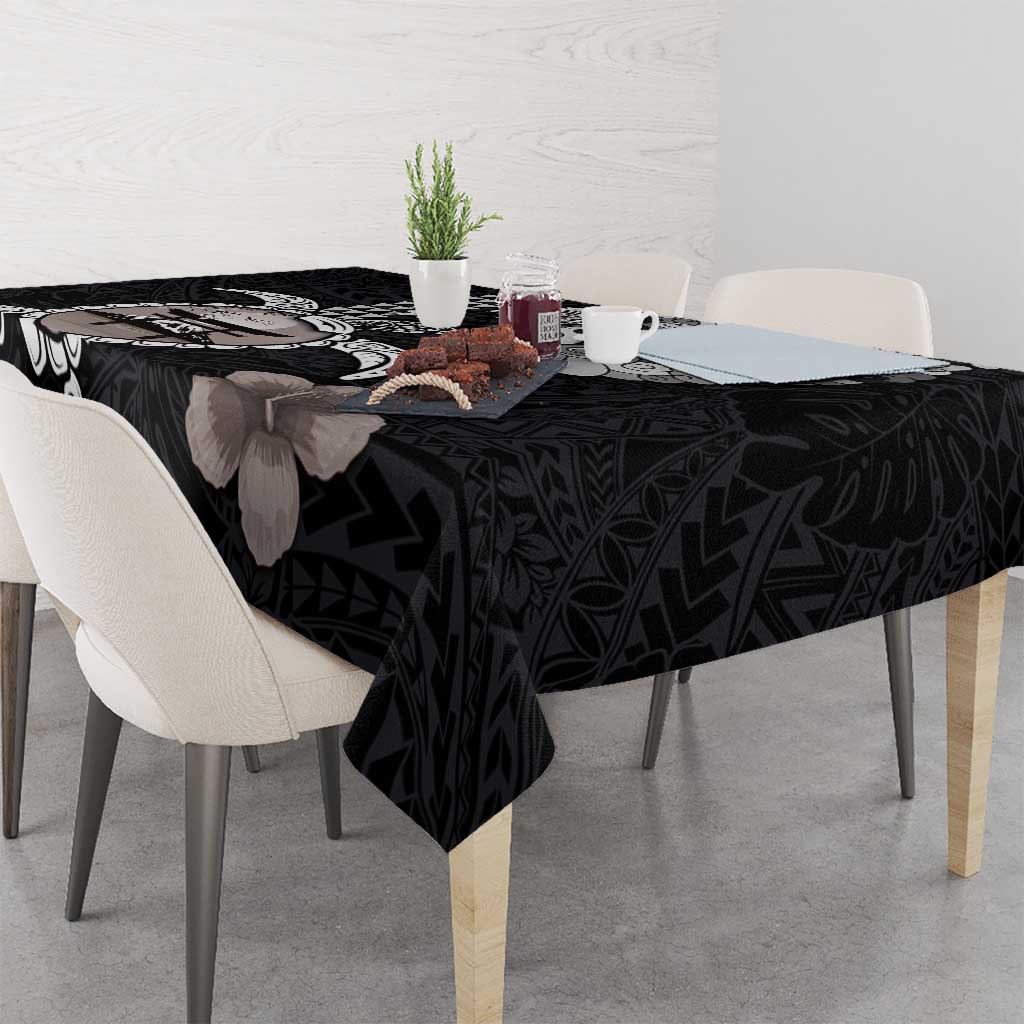 Hawaiian and Japanese Together Tablecloth Japanese Culture and Turtle Kakau Tattoo Black Color LT03 - Polynesian Pride