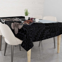 Hawaiian and Japanese Together Tablecloth Japanese Culture and Turtle Kakau Tattoo Black Color LT03 - Polynesian Pride