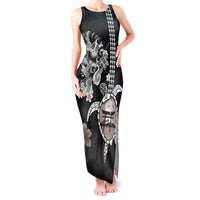 Hawaiian and Japanese Together Tank Maxi Dress Japanese Culture and Turtle Kakau Tattoo Black Color LT03 Women Black - Polynesian Pride