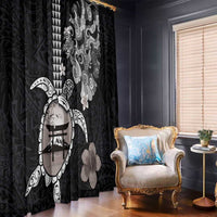 Hawaiian and Japanese Together Window Curtain Japanese Culture and Turtle Kakau Tattoo Black Color LT03 - Polynesian Pride